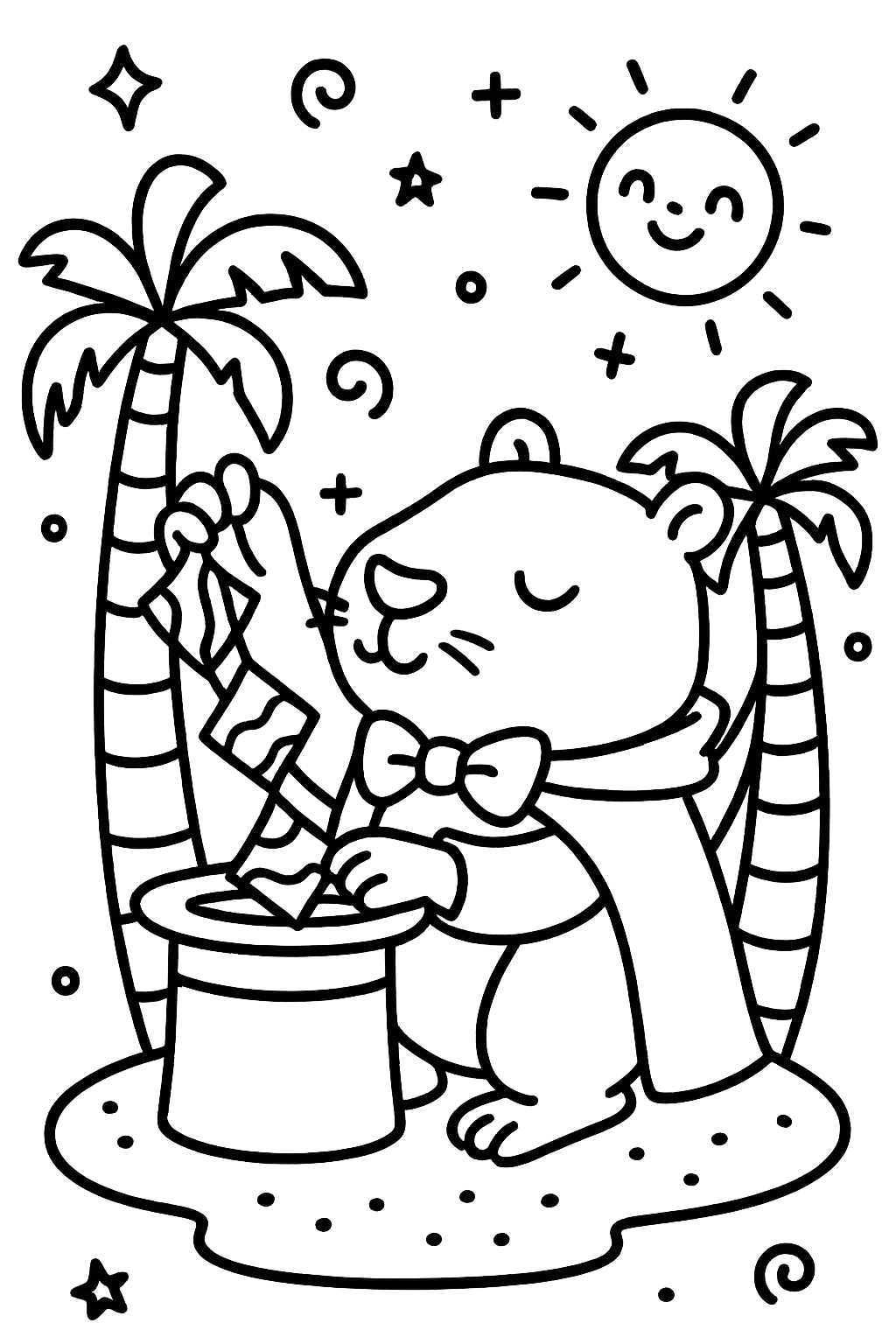 Capybara coloring page preview