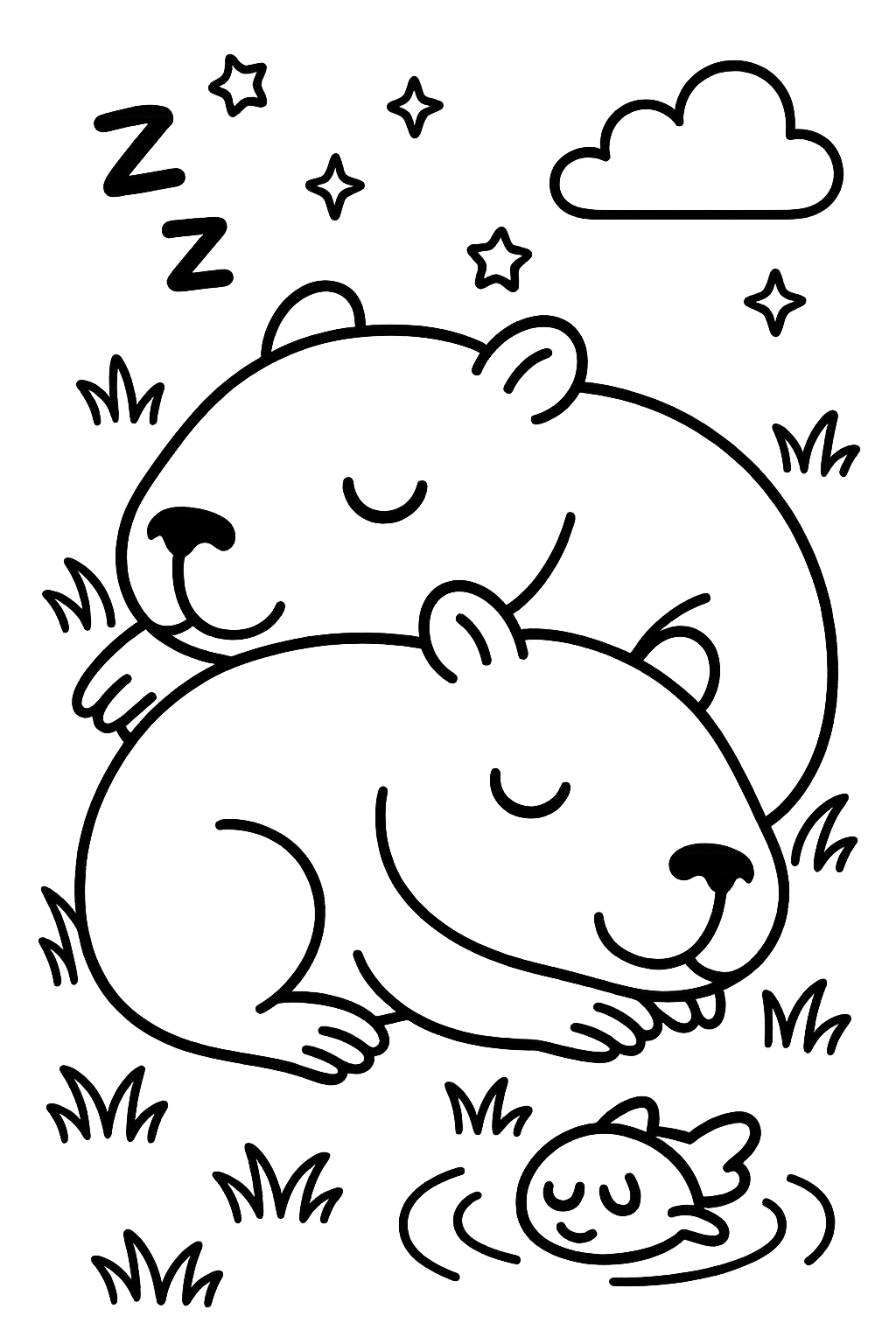 Capybara coloring page preview